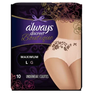 Always Discreet BTQ Underwear Max Prtcton Peach L – 10ct/2pk