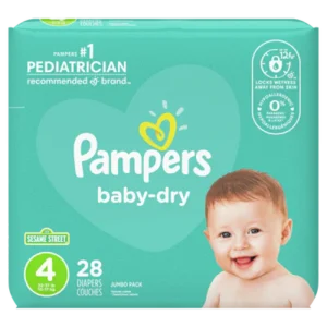 Pampers Baby Dry Diapers Size 4 – 28ct/4pk