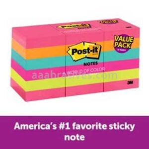 Post-it Notes 653-18AU, 1 3/8in x 1 7/8in Capetown Colors 18 pads – 100sh/20pk