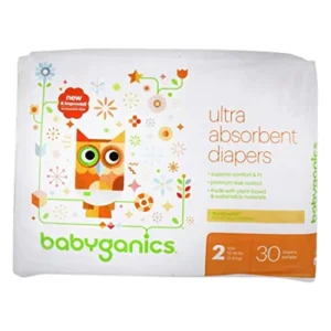 Babyganics Ultra Absorbent Diapers Size 2 Bag – 30ct/4pk