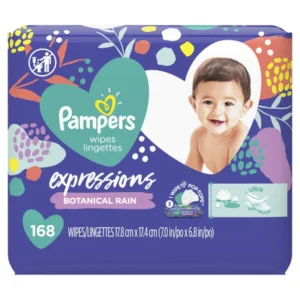 Pampers Baby Wipes Expressions Botanical Rain Scent 3X Pop-Top Packs -168ct/4pk Case/4